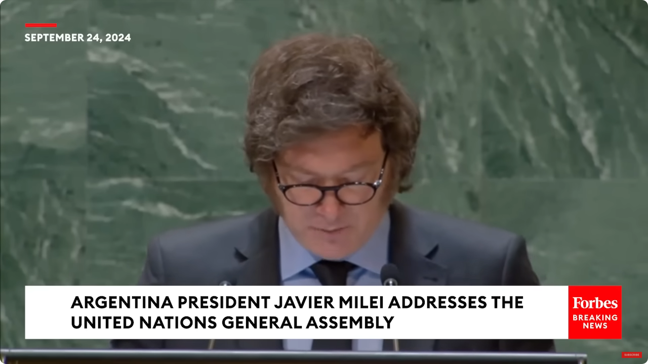 Argentina Pres. Javier Milei Absolutely Laces Into 'Socialist' UN In First Speak To United Nations